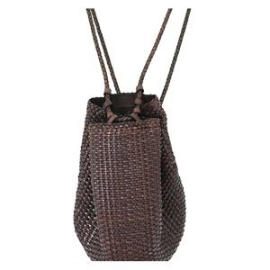 Vintage Cole Haan Woven Brown Leather Backpack